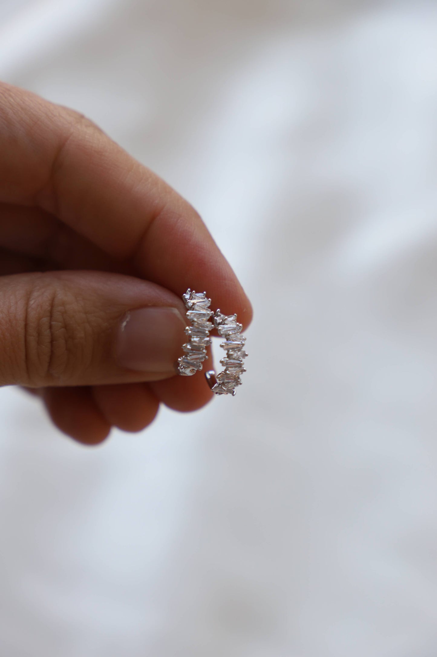 TAPERED BAGUETTE CZ HOOPS