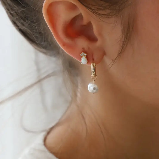 AUDREY PEARL HOOP EARRINGS