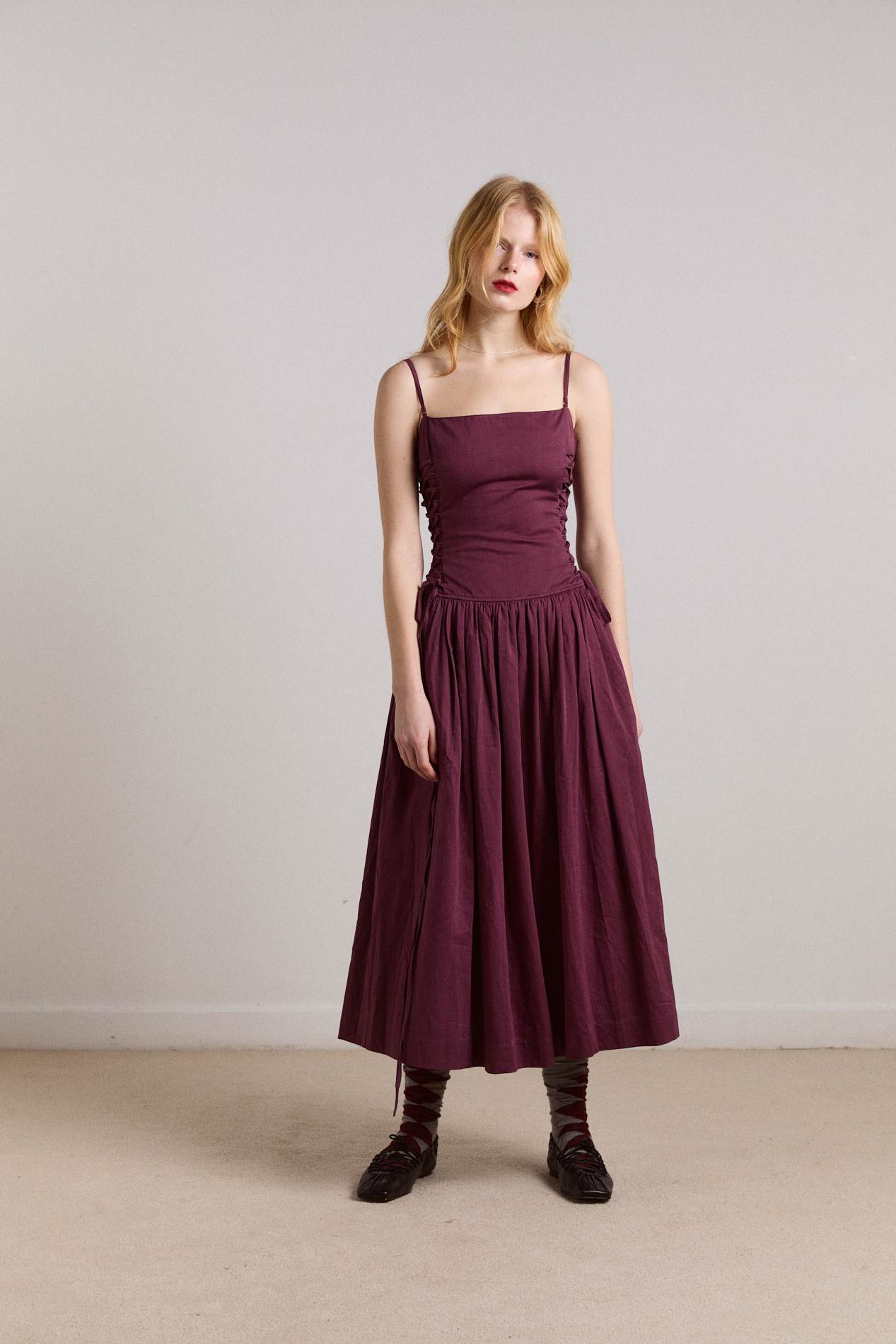 Angelina Dress - Cotton Satin Fig