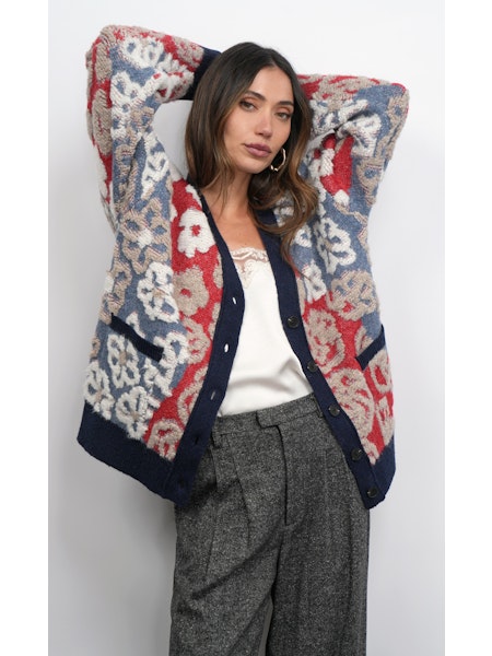 Mina Mix Motif Oversized Cardigan
