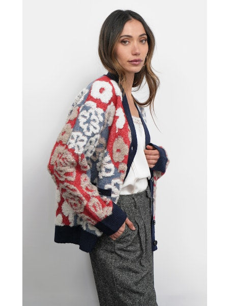 Mina Mix Motif Oversized Cardigan