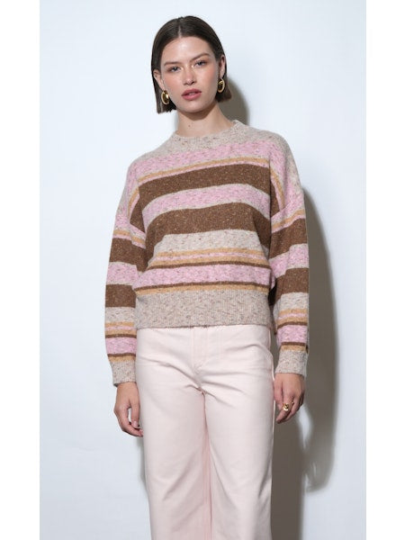 Wendy Slouchy Crew Neck Stripe Sweater