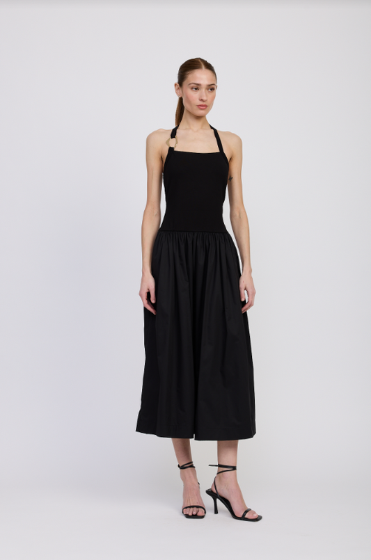 Calliope Mixed Media Midi Dress