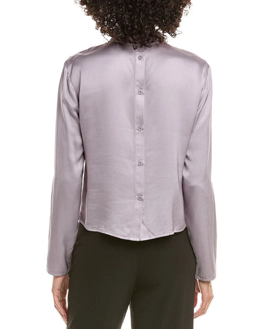 MOCK NECK BUTTON BACK TOP