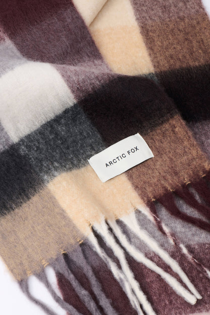 The Reykjavik Scarf - 100% Recycled - Black Check Purple/Brown - FW25