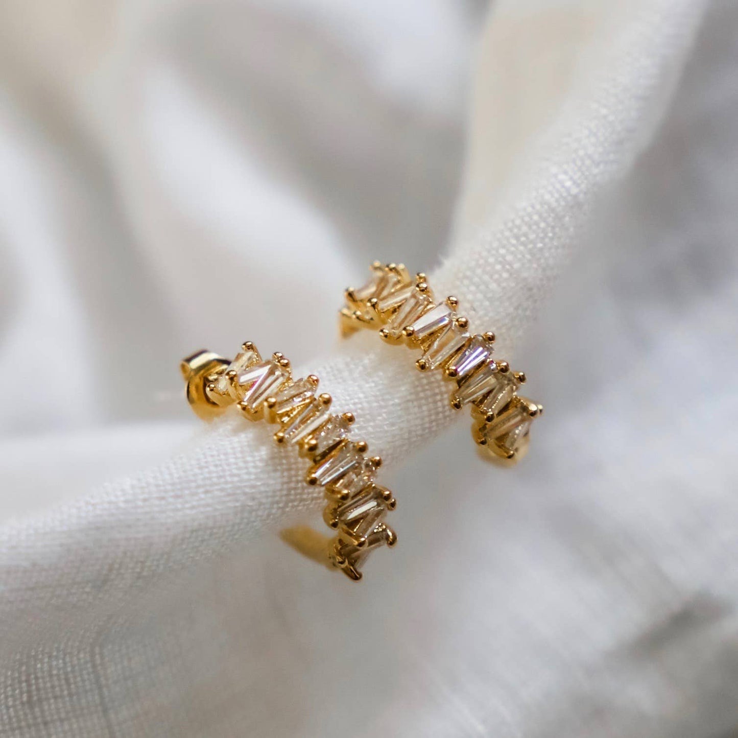 TAPERED BAGUETTE CZ HOOPS