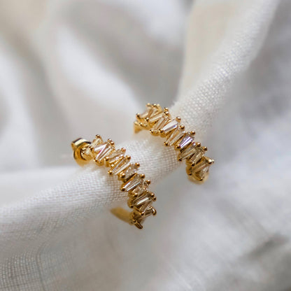TAPERED BAGUETTE CZ HOOPS