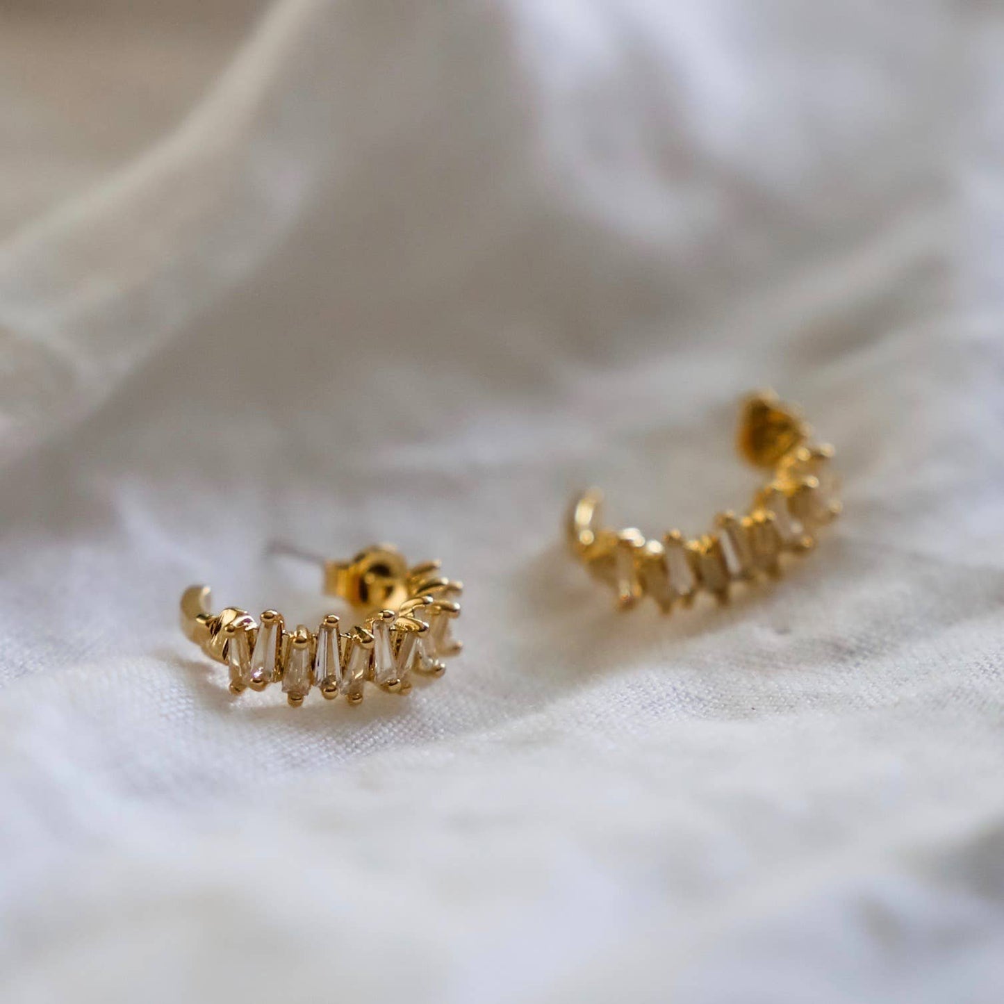 TAPERED BAGUETTE CZ HOOPS