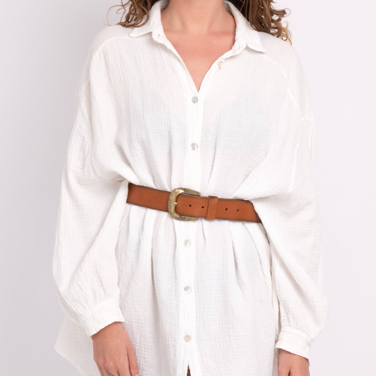 Nikai | Gold Buckle Modern Leather Belt Style Wear Women