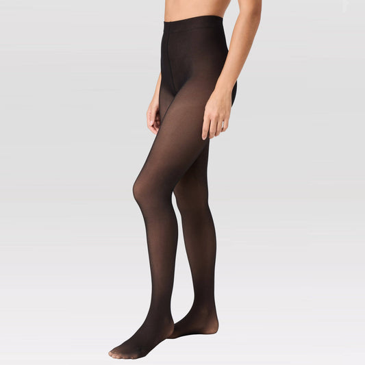 Skin Illusion Sheer Effect Tights: Beige-Black / S/M / Fleece Lined