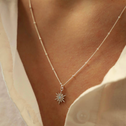 SILVER OPAL STARBURST NECKLACE