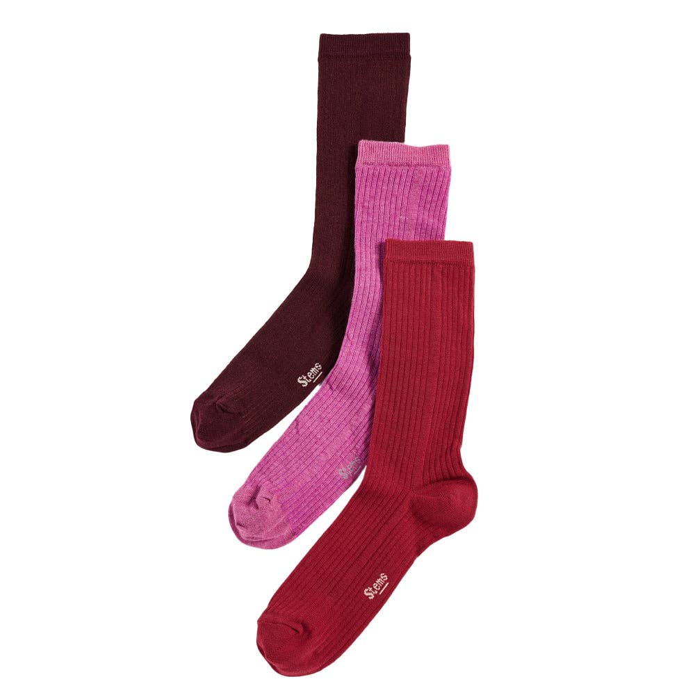 Eco-Conscious Cashmere Socks Gift Set Of Three: NAVY/ROSA/MAUVE