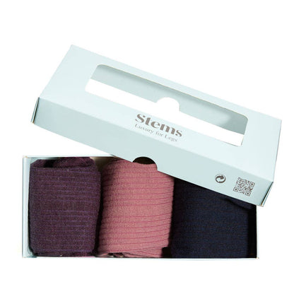 Eco-Conscious Cashmere Socks Gift Set Of Three: Amarylis/Plum/Red