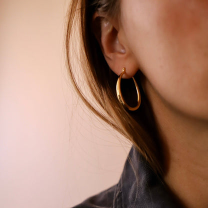 LARGE TEARDROP HOOP EARRINGS