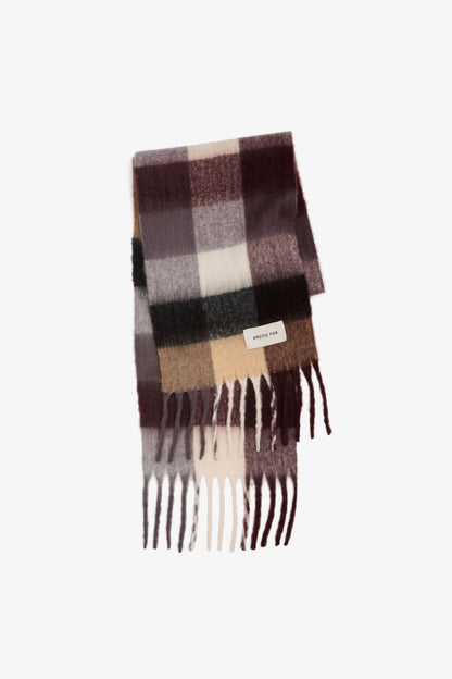 The Reykjavik Scarf - 100% Recycled - Black Check Purple/Brown - FW25