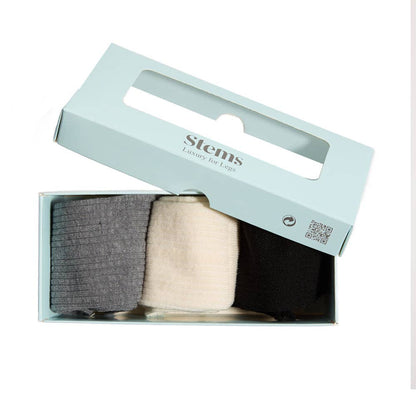 Eco-Conscious Cashmere Socks Gift Set Of Three: NAVY/ROSA/MAUVE