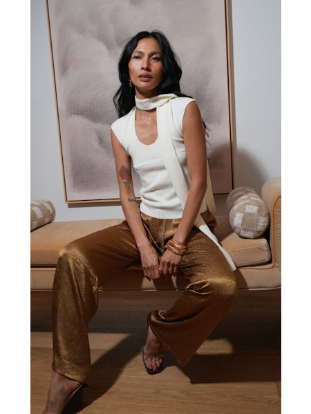 Nova Satin Drawstring Wide Leg Pants