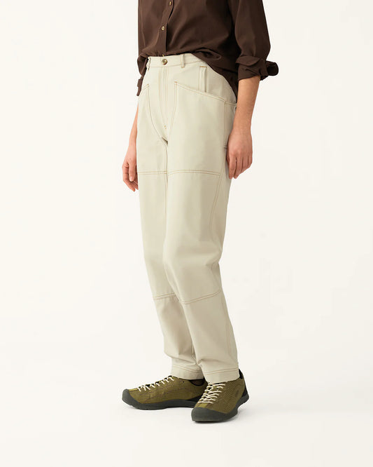 Side view of 8 Pocket Pants in Dolomite showing tapered leg and reinforced knee panels