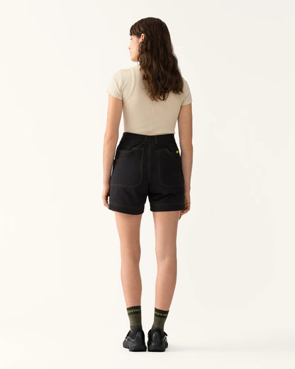 ack view of 8 Pocket Shorts in Basalt showing rear pockets and elastic waistband detail