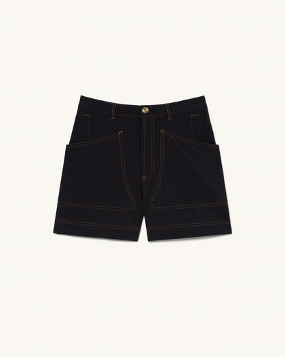 8 Pocket Shorts in Basalt front view showing contrast stitching and large front utility pockets