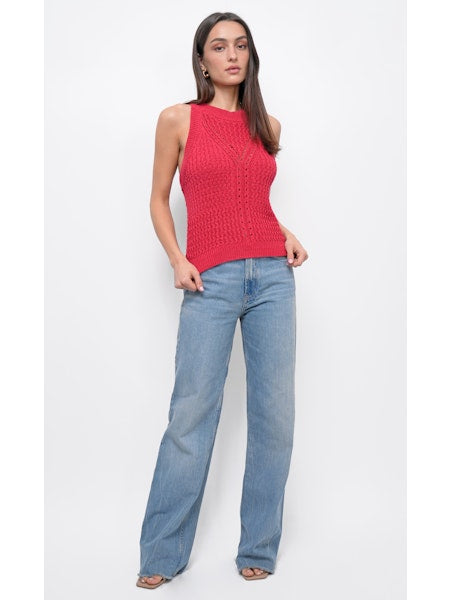 Jhayna Knit Crochet Halter Top