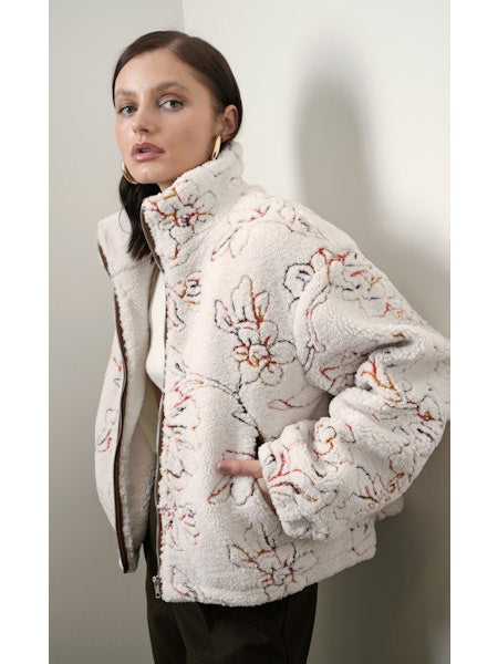 Jimi Embroidered Sherpa Bomber Jacket