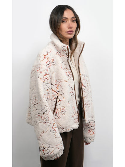 Jimi Embroidered Sherpa Bomber Jacket