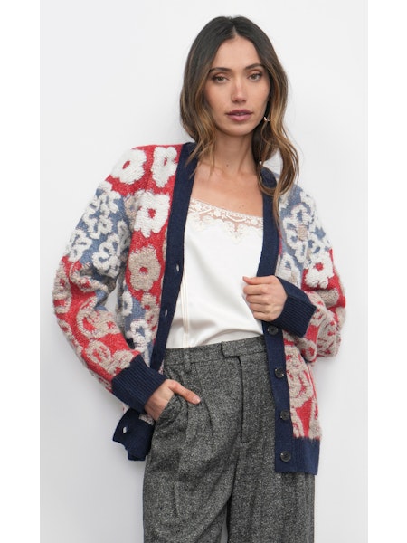 Mina Mix Motif Oversized Cardigan