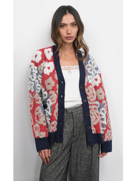 Mina Mix Motif Oversized Cardigan