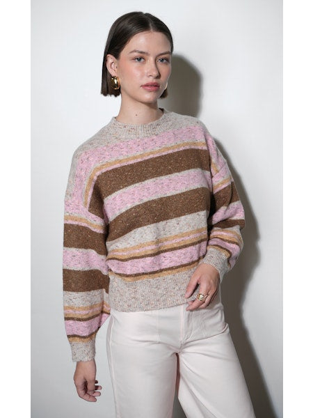 Wendy Slouchy Crew Neck Stripe Sweater