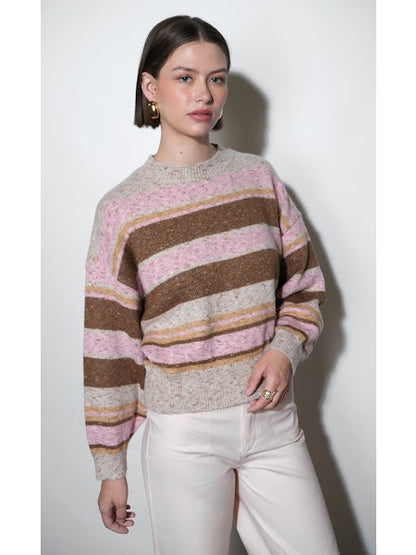 Wendy Slouchy Crew Neck Stripe Sweater