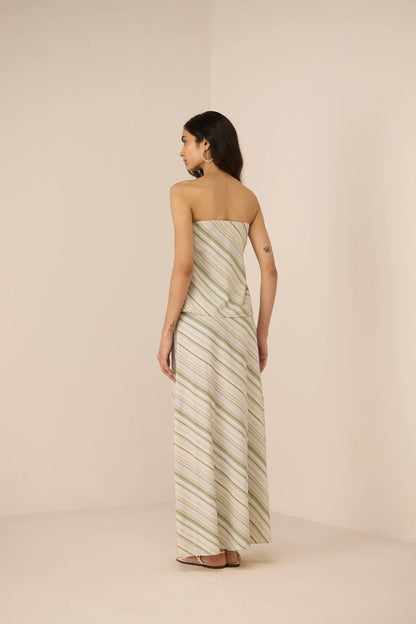 Back view of the Josie Skirt in Shoreline, styled as a coordinated set with the matching top.