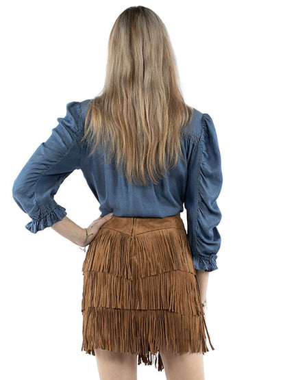Suede Fringe Skirt