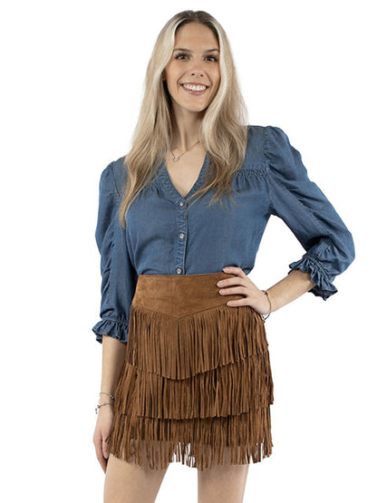 Suede Fringe Skirt