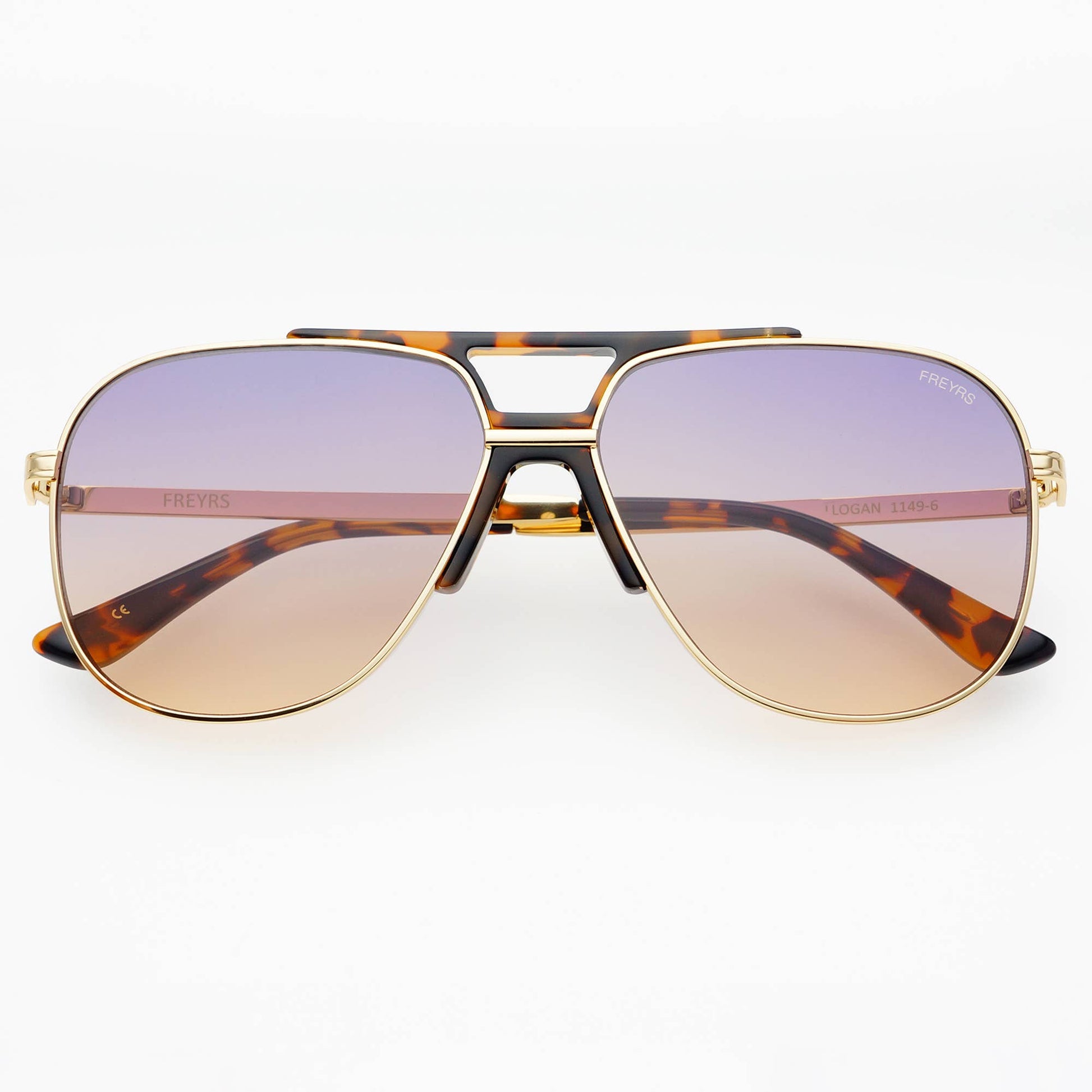 Front view of Logan Acetate Aviator Unisex Sunglasses with sunrise gradient lenses and aviator-style frames.