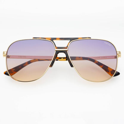 Front view of Logan Acetate Aviator Unisex Sunglasses with sunrise gradient lenses and aviator-style frames.