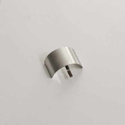 Silver rectangular metal ponytail cuff stick shown from the front on a neutral background.