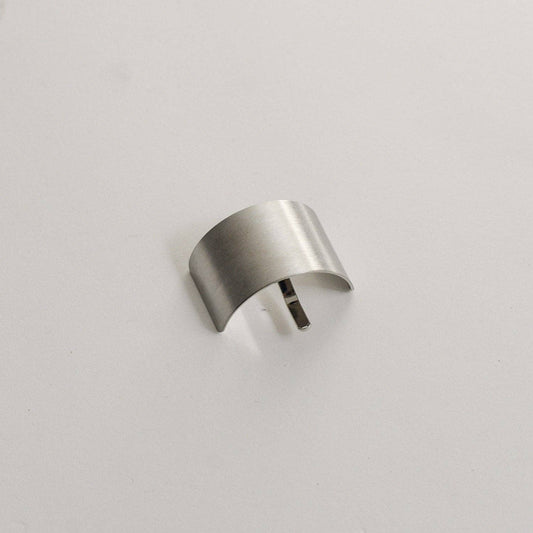 Silver rectangular metal ponytail cuff stick shown from the front on a neutral background.