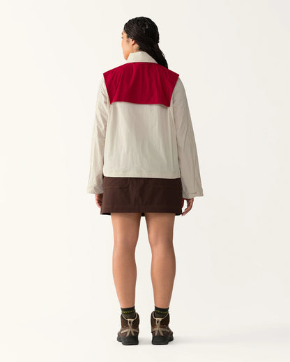 Back view of Packable Windbreaker in Dolomite/Rowan with contrast panel across shoulders