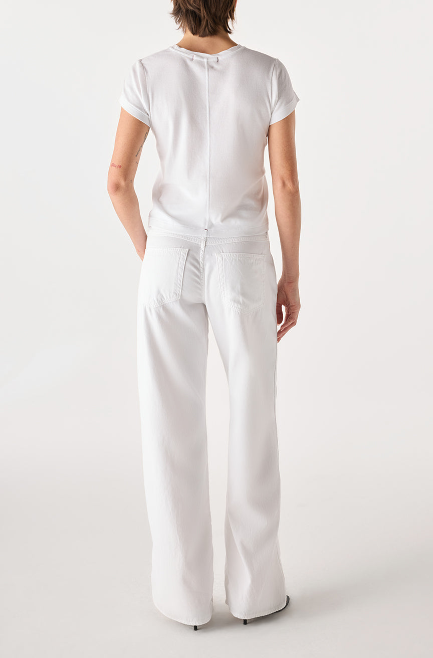 Regina Pant crisp white wide-leg cotton pants back view with classic pocket styling