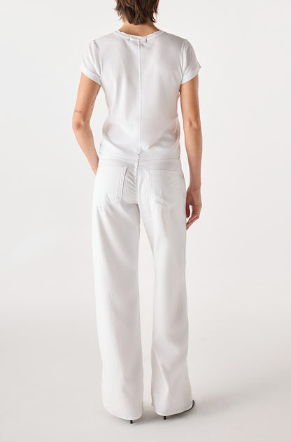 Regina Pant crisp white wide-leg cotton pants back view with classic pocket styling
