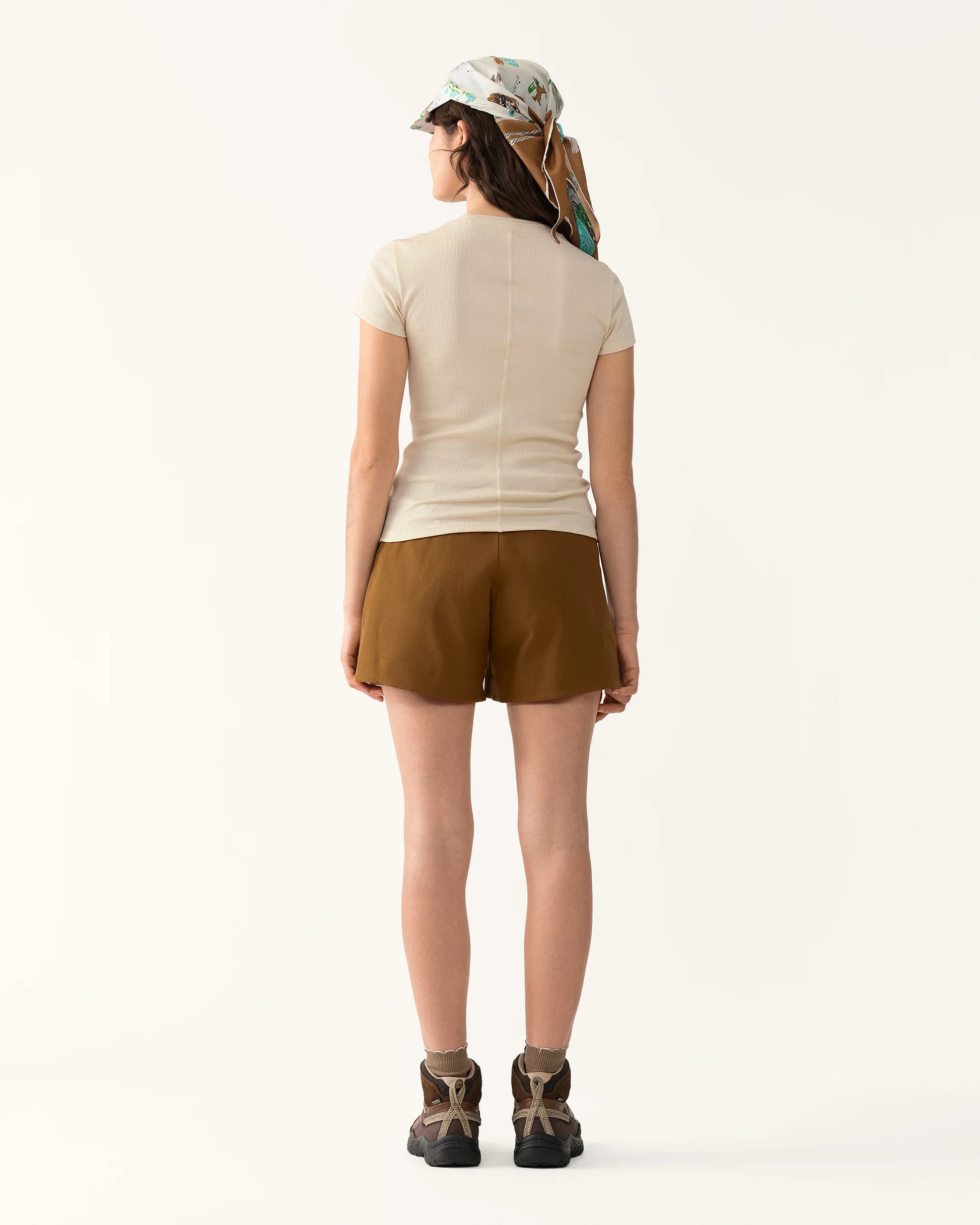 Back view of Ribbed Merino T-Shirt showing clean silhouette and slim fit