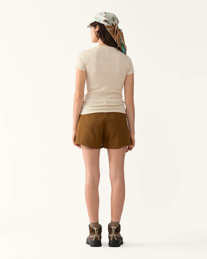 Back view of Ribbed Merino T-Shirt showing clean silhouette and slim fit