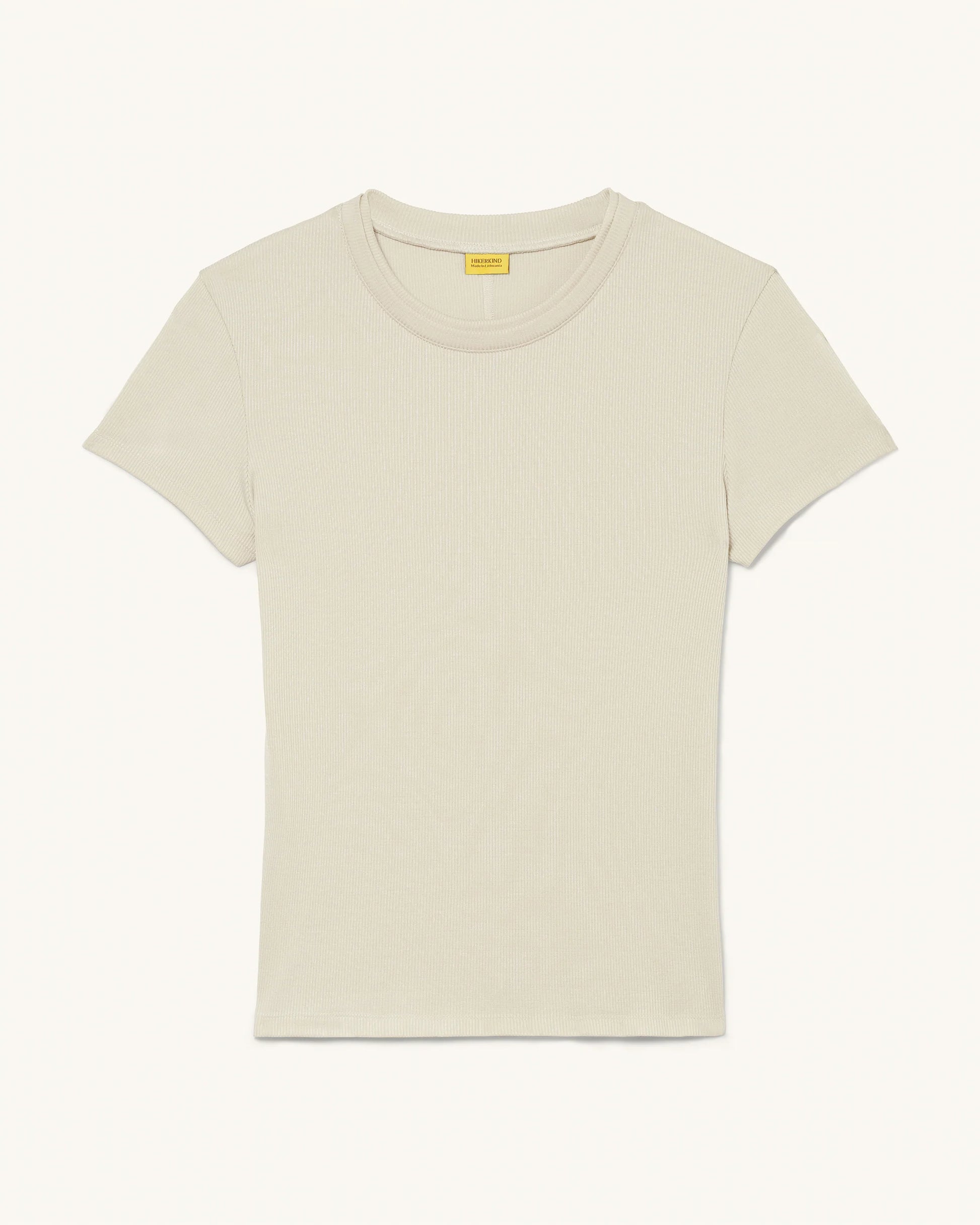 Ribbed Merino T-Shirt front flat lay showing ribbed texture and crew neckline