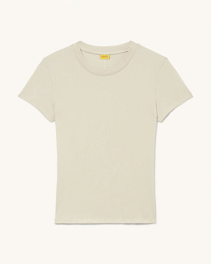Ribbed Merino T-Shirt front flat lay showing ribbed texture and crew neckline
