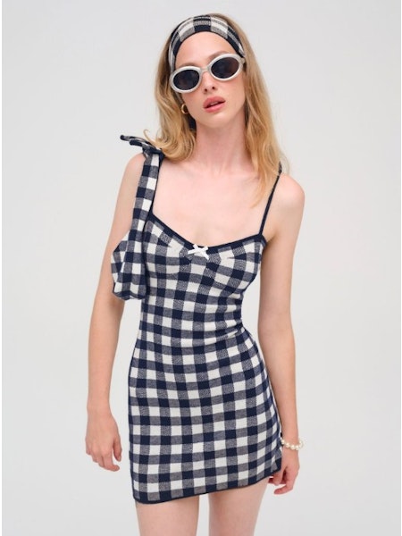 Gingham Knit Mini Dress
