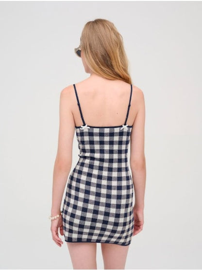 Gingham Knit Mini Dress