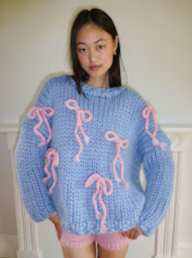 Powder Blue Chunky Bow Sweater