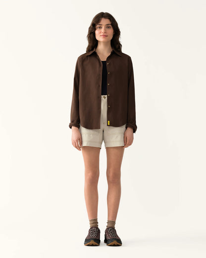 Trail Sun Shirt in Loamy worn front view full body