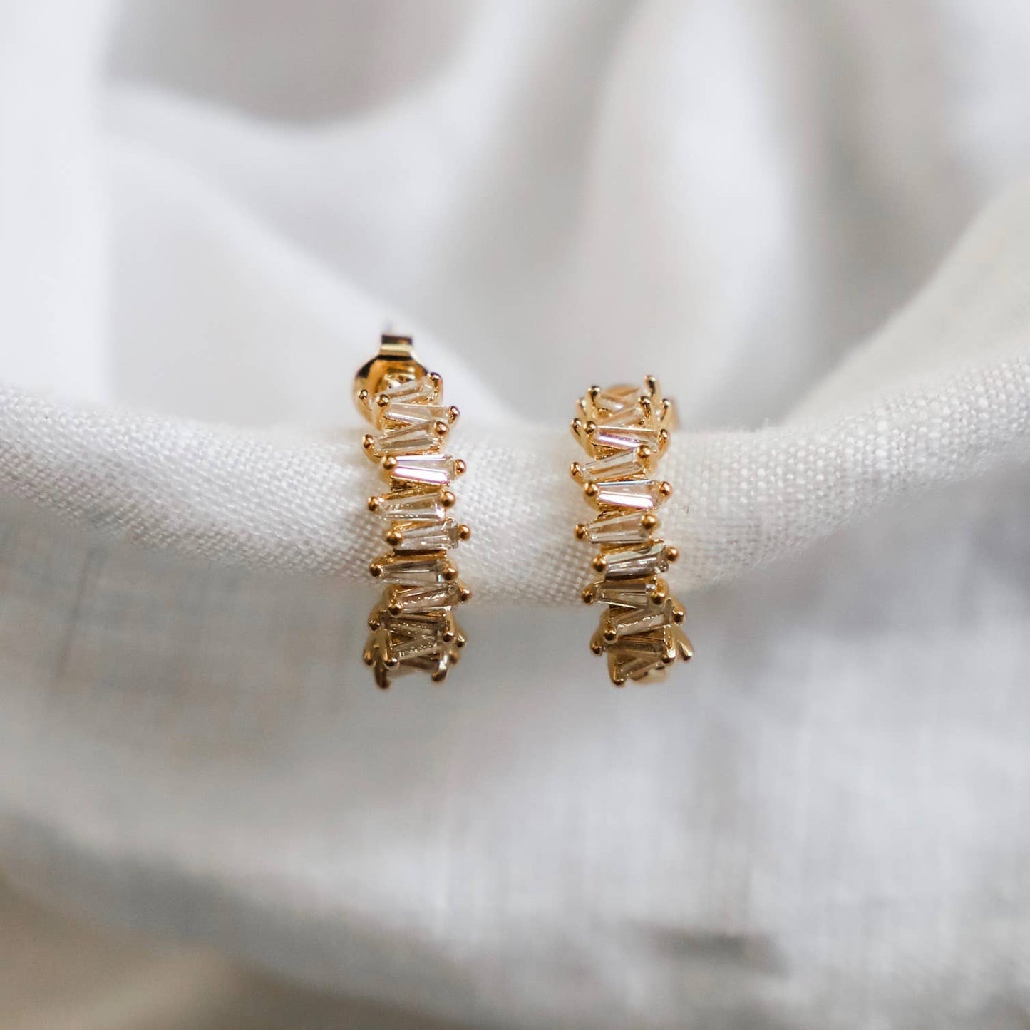 TAPERED BAGUETTE CZ HOOPS